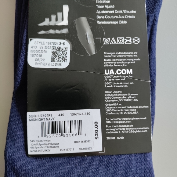 Under Armour OTC soccer Over the calf performance sport athletic sock navy NWT - Picture 9 of 10